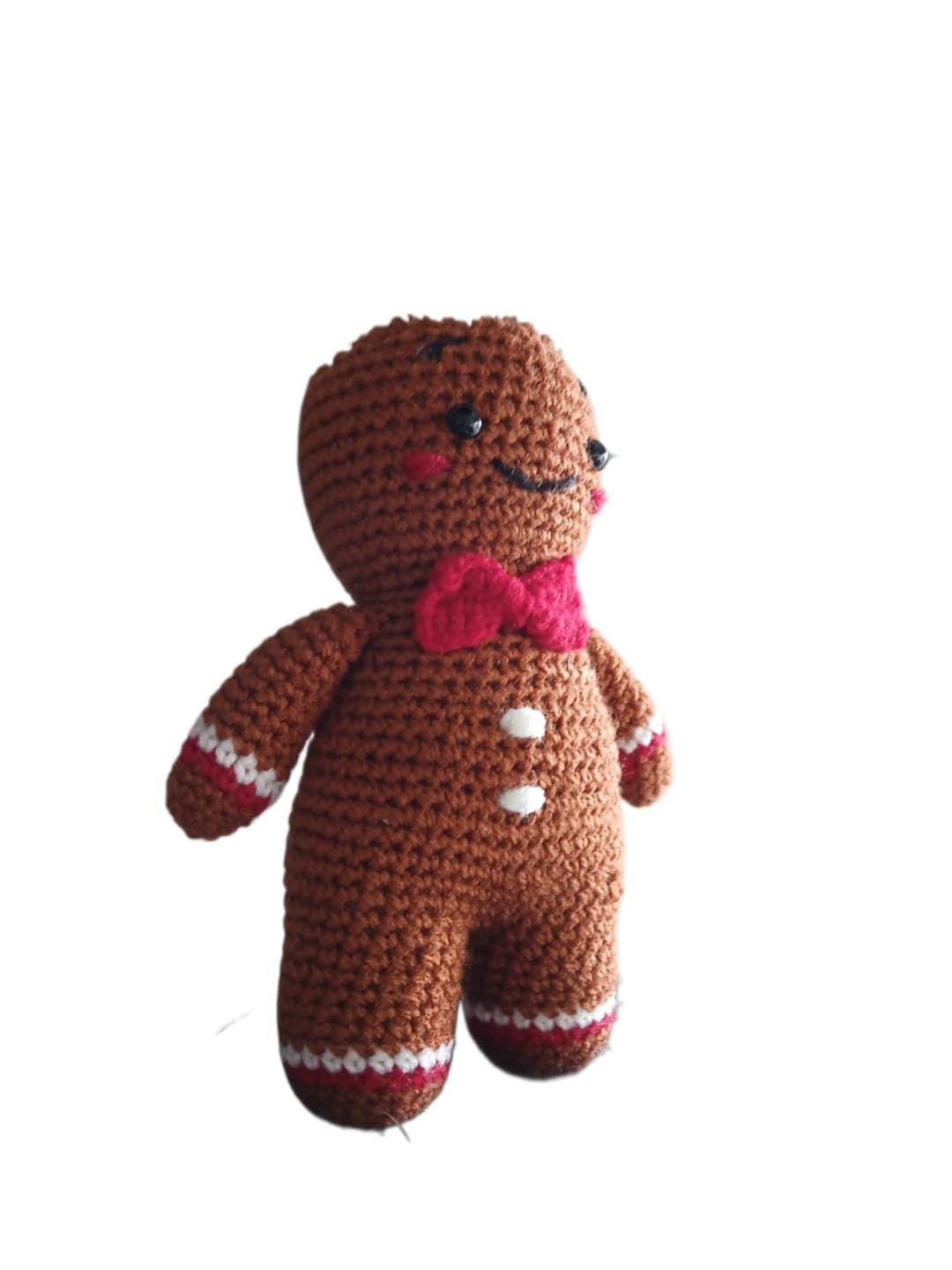 Peluche galleta jemjibre navideño-navidad hecho a mano a ganchillo (amigurumi). - Imagen 2