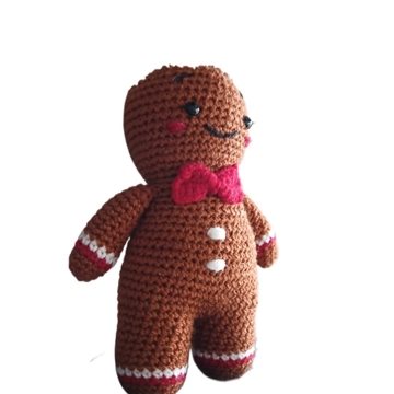 Peluche galleta jemjibre navideño-navidad hecho a mano a ganchillo (amigurumi). - Imagen 2