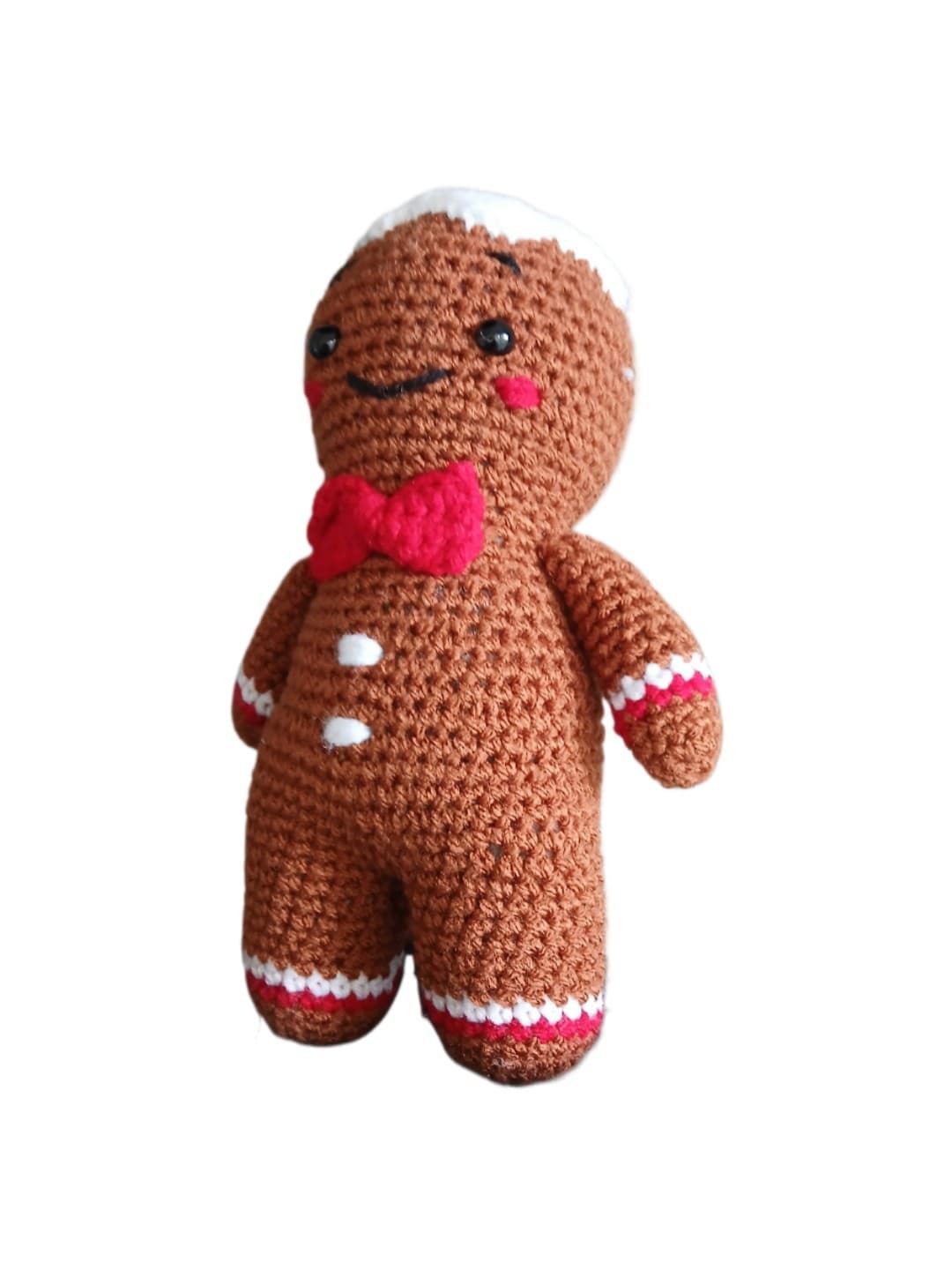 Peluche galleta jemjibre navideño-navidad hecho a mano a ganchillo (amigurumi). - Imagen 3