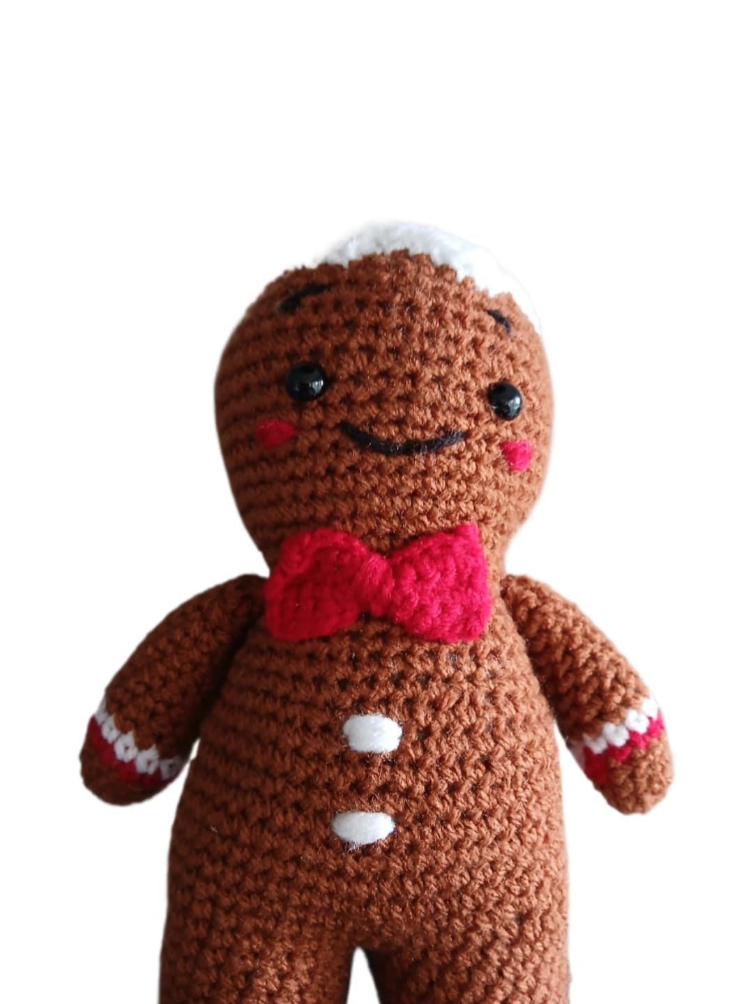 Peluche galleta jemjibre navideño-navidad hecho a mano a ganchillo (amigurumi). - Imagen 4