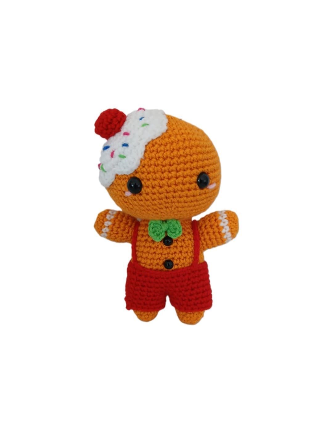 Peluche galleta jemjibre navideño-navidad hecho a mano a ganchillo (amigurumi). - Imagen 1