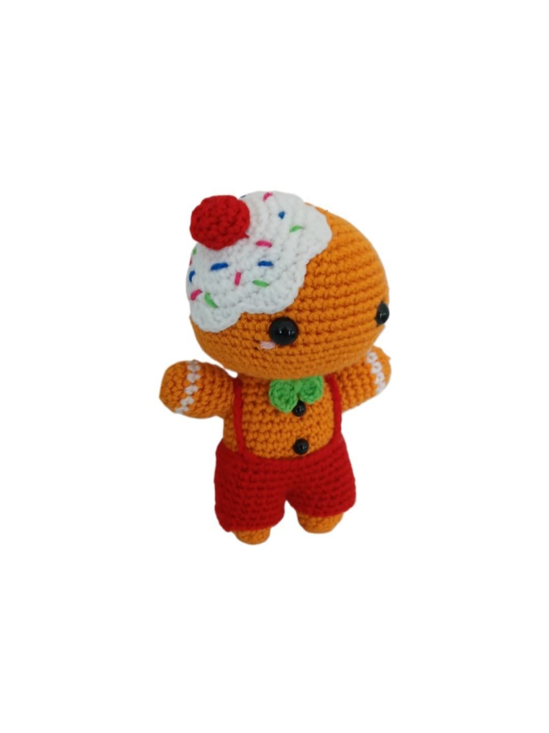 Peluche galleta jemjibre navideño-navidad hecho a mano a ganchillo (amigurumi). - Imagen 2