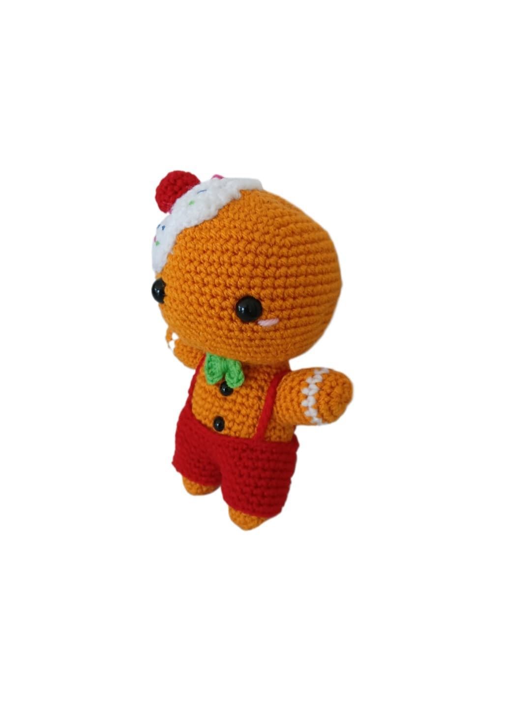 Peluche galleta jemjibre navideño-navidad hecho a mano a ganchillo (amigurumi). - Imagen 3
