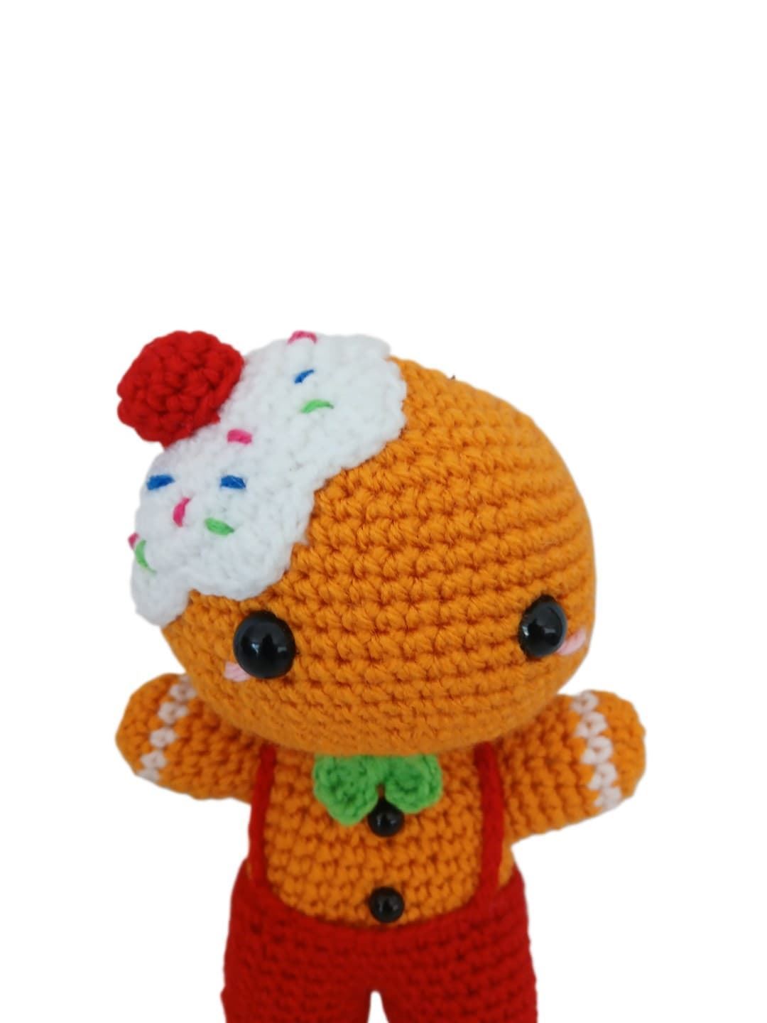Peluche galleta jemjibre navideño-navidad hecho a mano a ganchillo (amigurumi). - Imagen 4