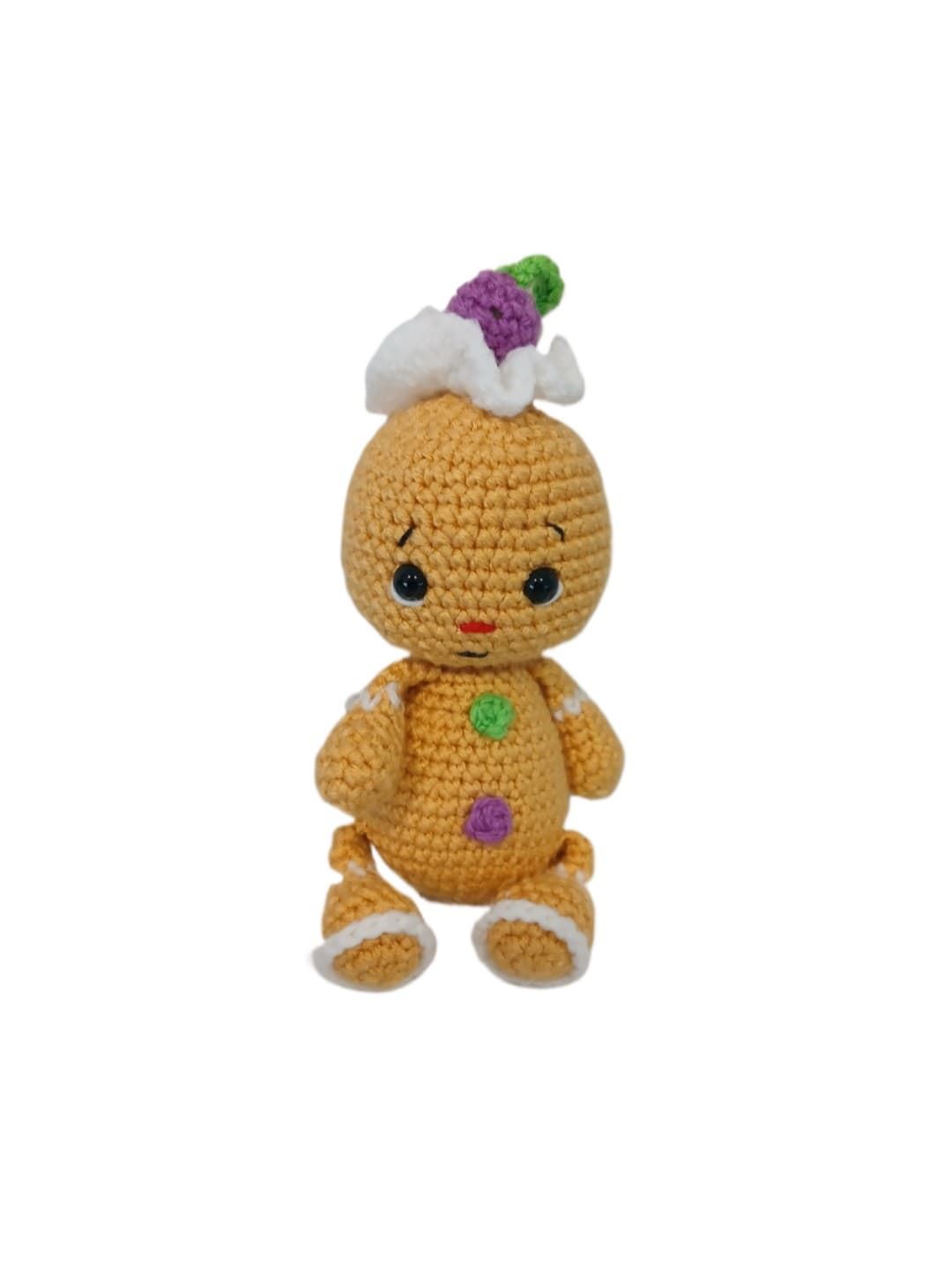 Peluche galleta jemjibre navideño-navidad hecho a mano a ganchillo (amigurumi). - Imagen 1