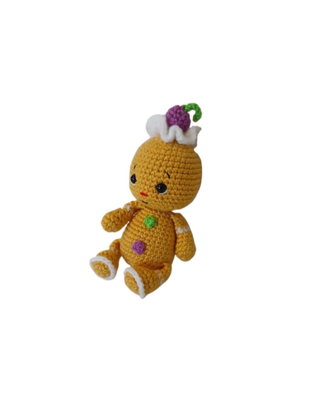 Peluche galleta jemjibre navideño-navidad hecho a mano a ganchillo (amigurumi). - Imagen 3