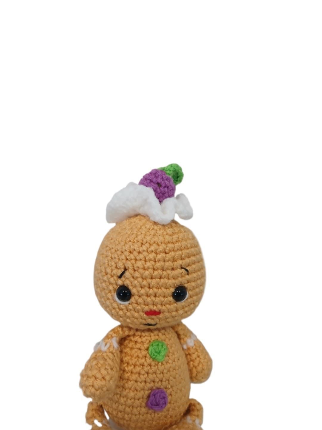 Peluche galleta jemjibre navideño-navidad hecho a mano a ganchillo (amigurumi). - Imagen 4