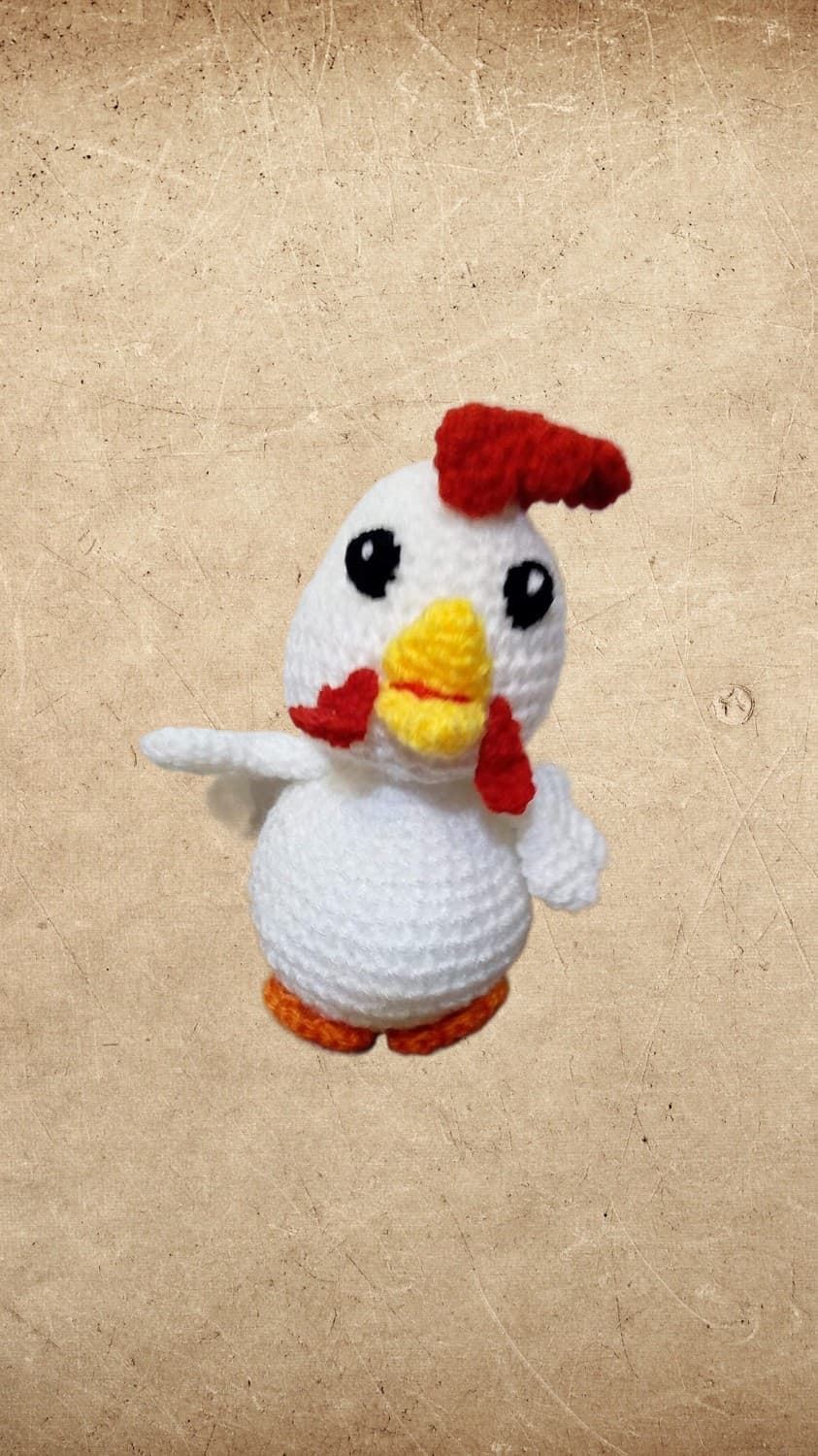 Peluche gallina blanca amigurumi - Imagen 1