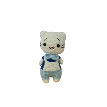 Peluche gato con pantalón azul amigurumi - Imagen 1