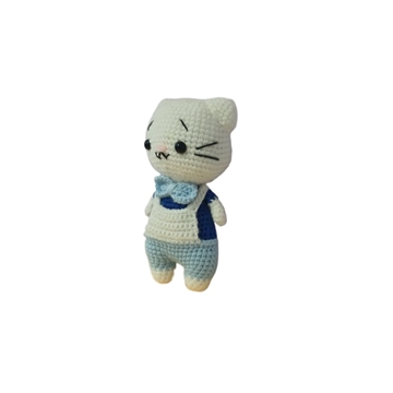 Peluche gato con pantalón azul amigurumi - Imagen 2