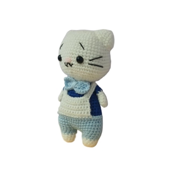 Peluche gato con pantalón azul amigurumi - Imagen 2