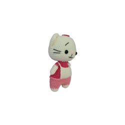 Peluche gato-gata con pantalón rosa hecho a mano a ganchillo (amigurumi) - Imagen 2