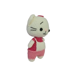 Peluche gato-gata con pantalón rosa hecho a mano a ganchillo (amigurumi) - Imagen 2