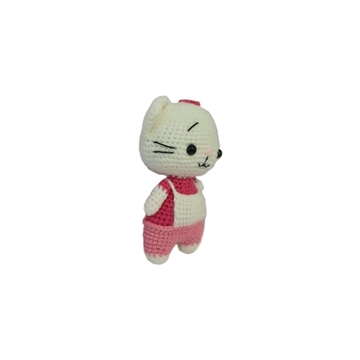 Peluche gato-gata con pantalón rosa hecho a mano a ganchillo (amigurumi) - Imagen 2
