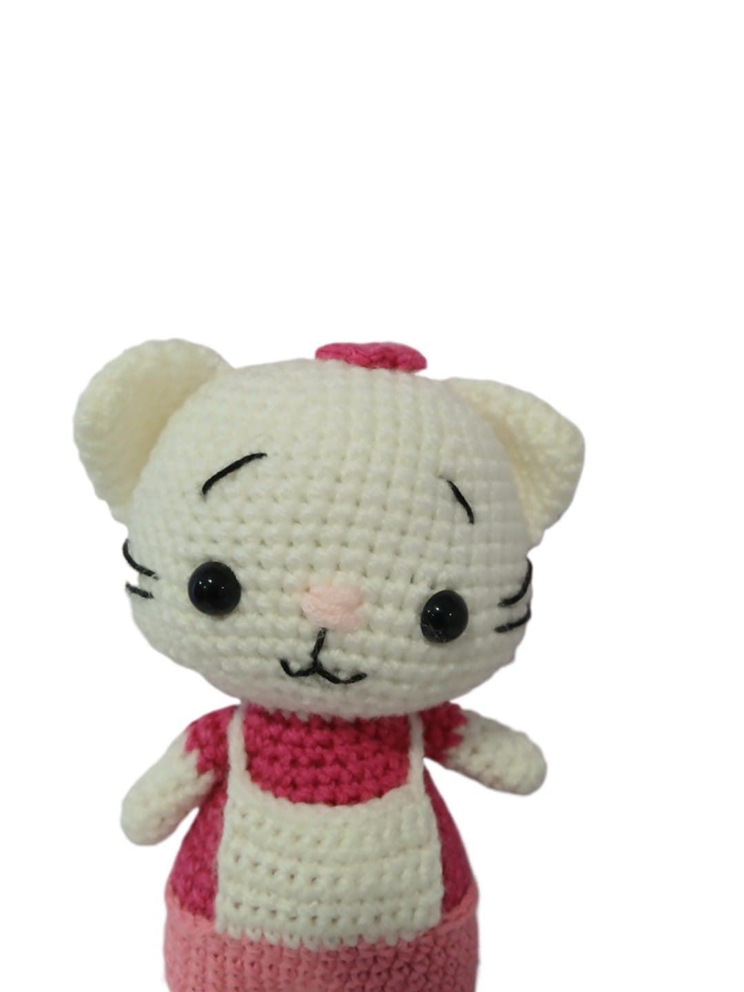 Peluche gato-gata con pantalón rosa hecho a mano a ganchillo (amigurumi) - Imagen 4