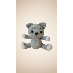 Peluche gato gris hecho a mano a ganchillo (amigurumi). - Imagen 1