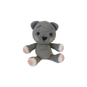 Peluche gato gris hecho a mano a ganchillo (amigurumi). - Imagen 1