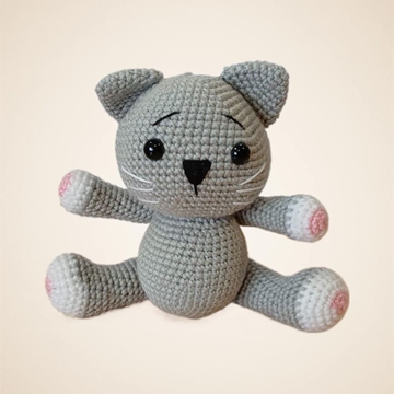 Peluche gato gris hecho a mano a ganchillo (amigurumi). - Imagen 1