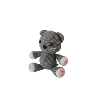 Peluche gato gris hecho a mano a ganchillo (amigurumi). - Imagen 2