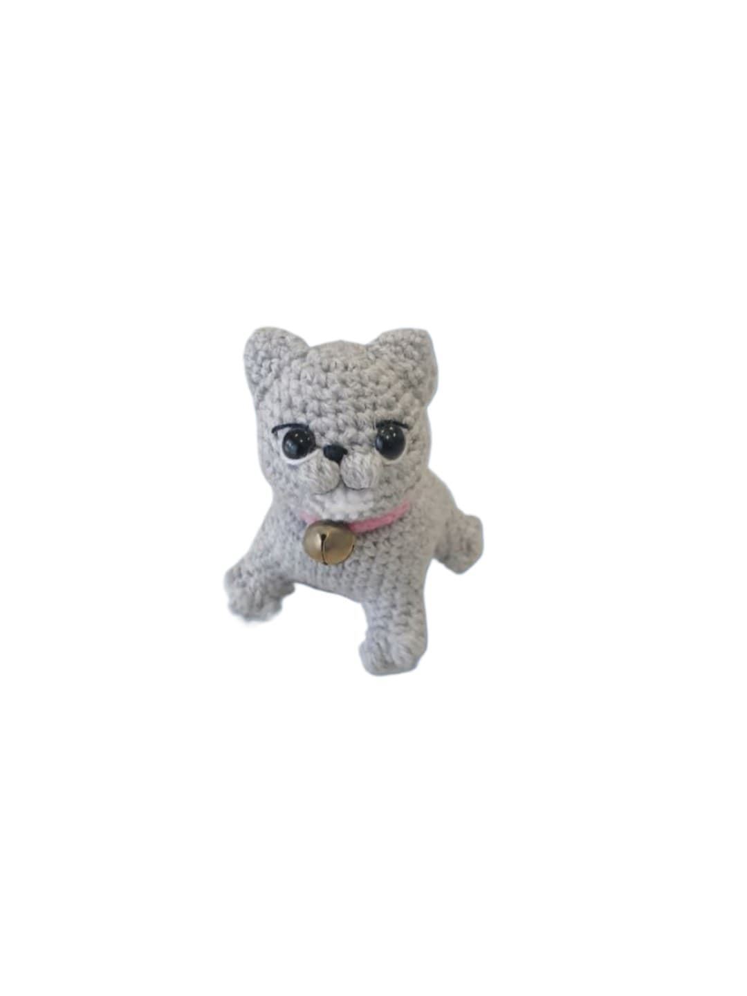 Peluche gato gris hecho a mano a ganchillo (amigurumi). - Imagen 1