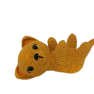 Peluche gato juguetón rubio hecho a mano a ganchillo (amigurumi). - Imagen 1