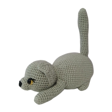 Peluche gato tumbado gris hecho a mano a ganchillo (amigurumi). - Imagen 2
