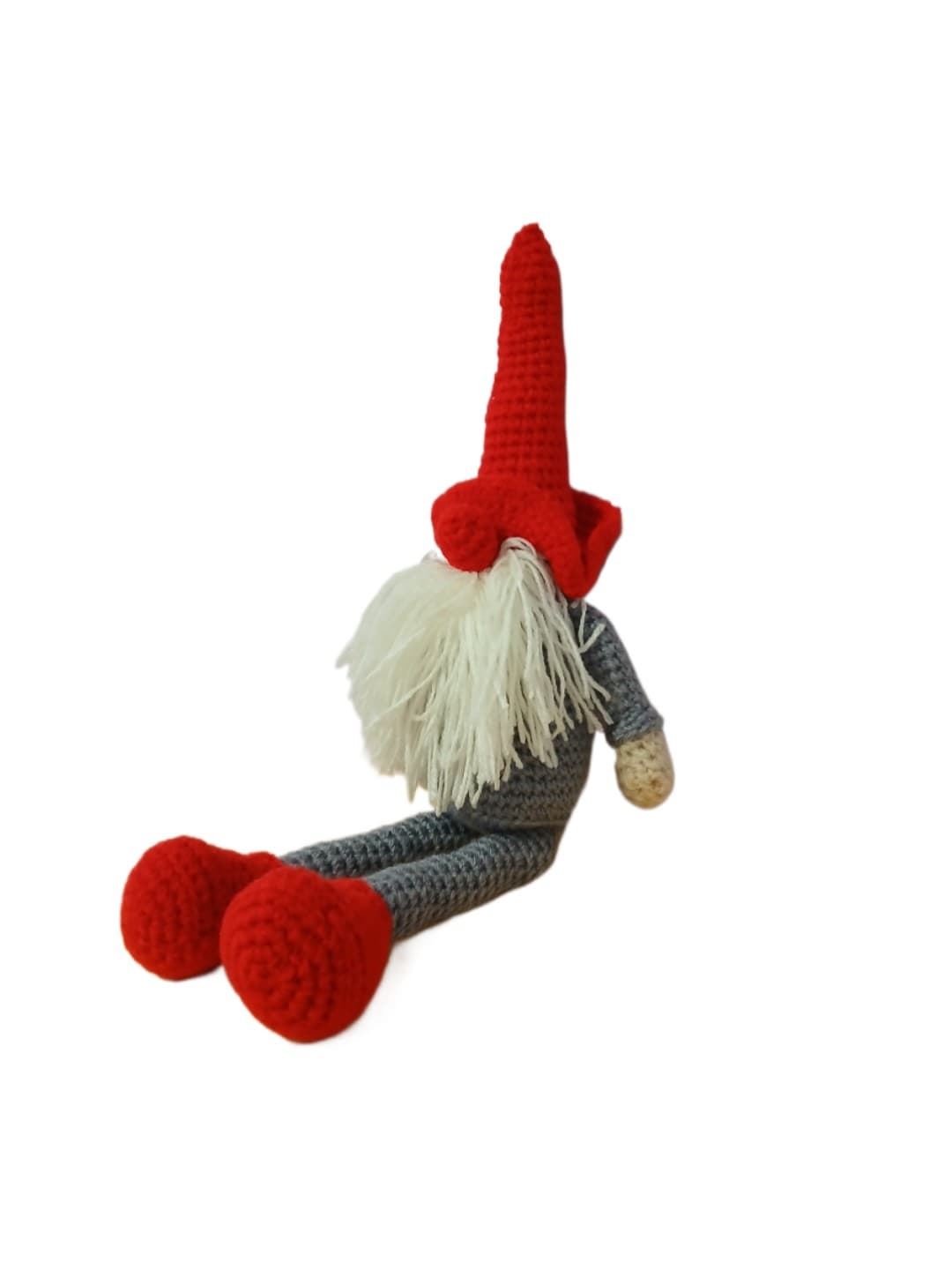 Peluche gnomo piernas largas navideño hecha a mano a ganchillo (amigurumi). - Imagen 3