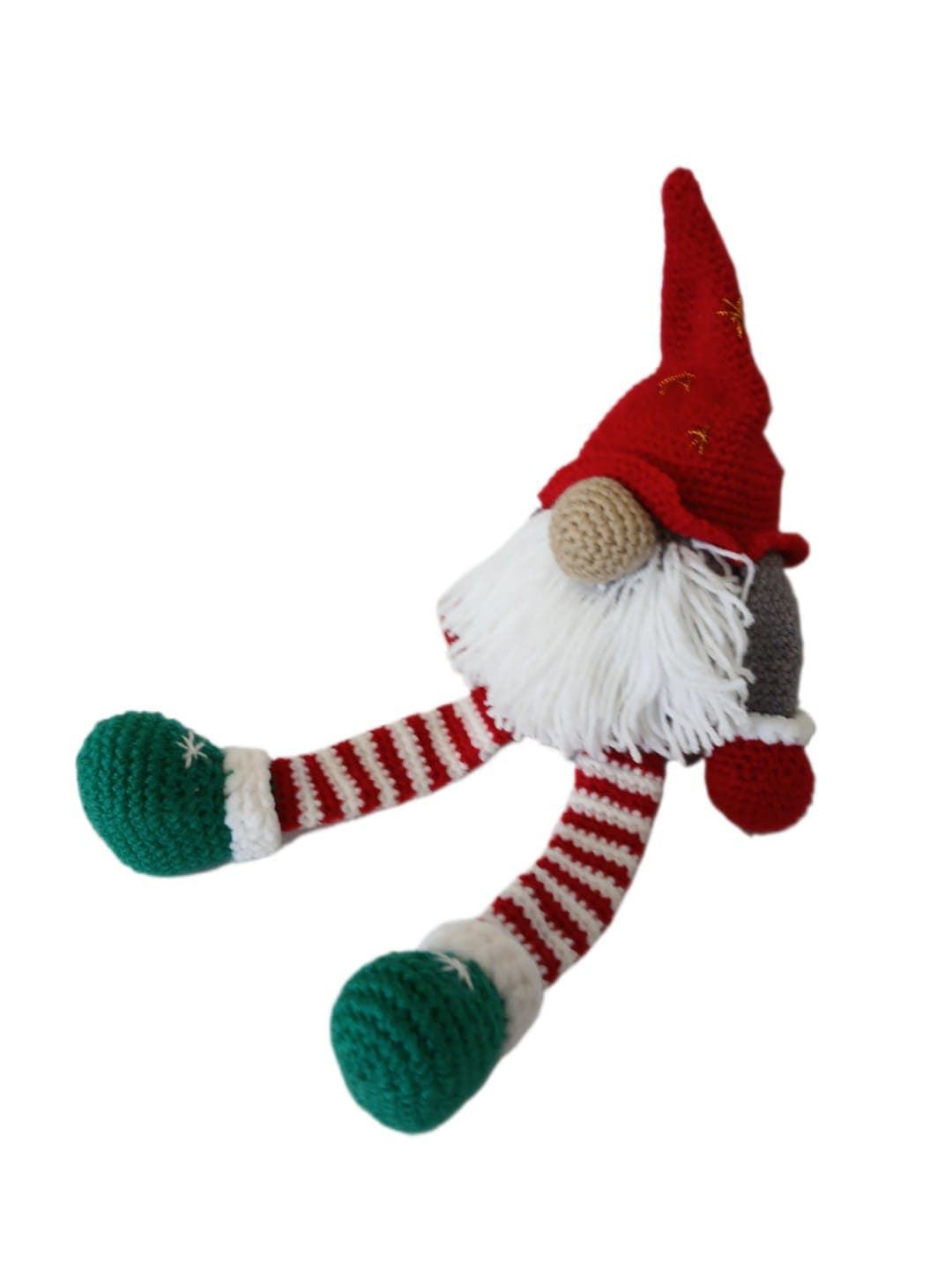 Peluche gnomo piernas largas navideño navidad hecho a mano a ganchillo (amigurumi). - Imagen 3