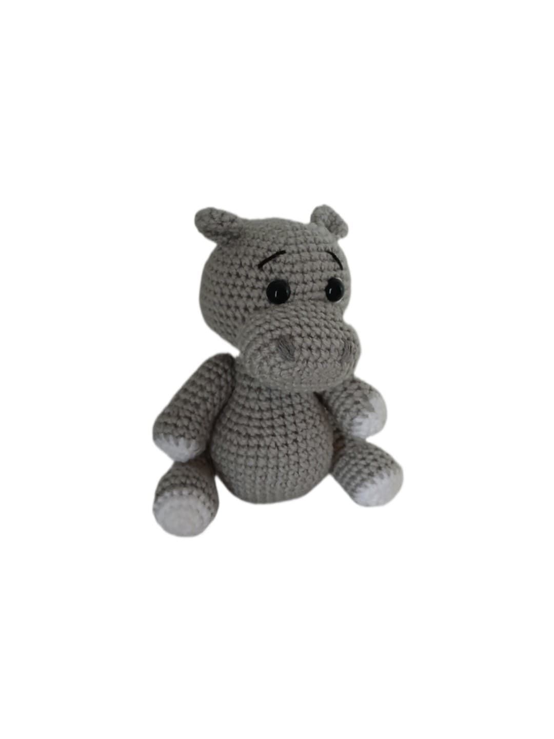 Peluche hipopotamo hecha a mano a ganchillo (amigurumi). - Imagen 2