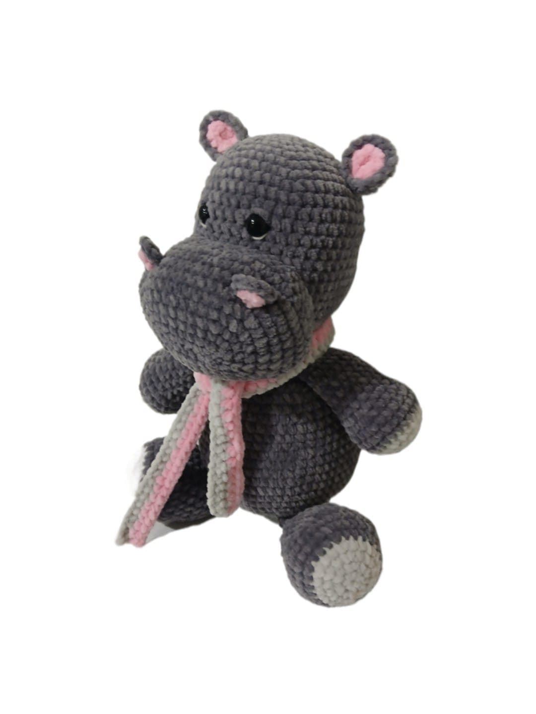 Peluche hipopótamo lana chenille hecho a mano a ganchillo (amigurumi). - Imagen 2