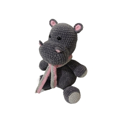 Peluche hipopótamo lana chenille hecho a mano a ganchillo (amigurumi). - Imagen 2