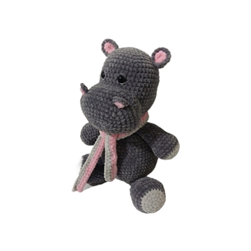 Peluche hipopótamo lana chenille hecho a mano a ganchillo (amigurumi). - Imagen 2