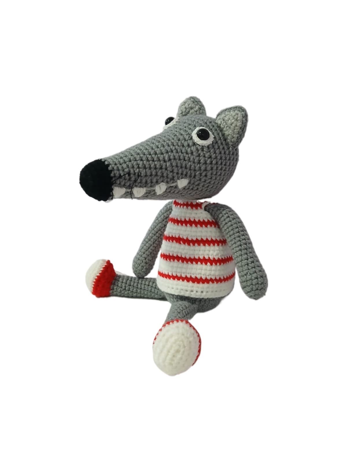 Peluche Lobo hecho a mano a ganchillo (amigurumi). - Imagen 2