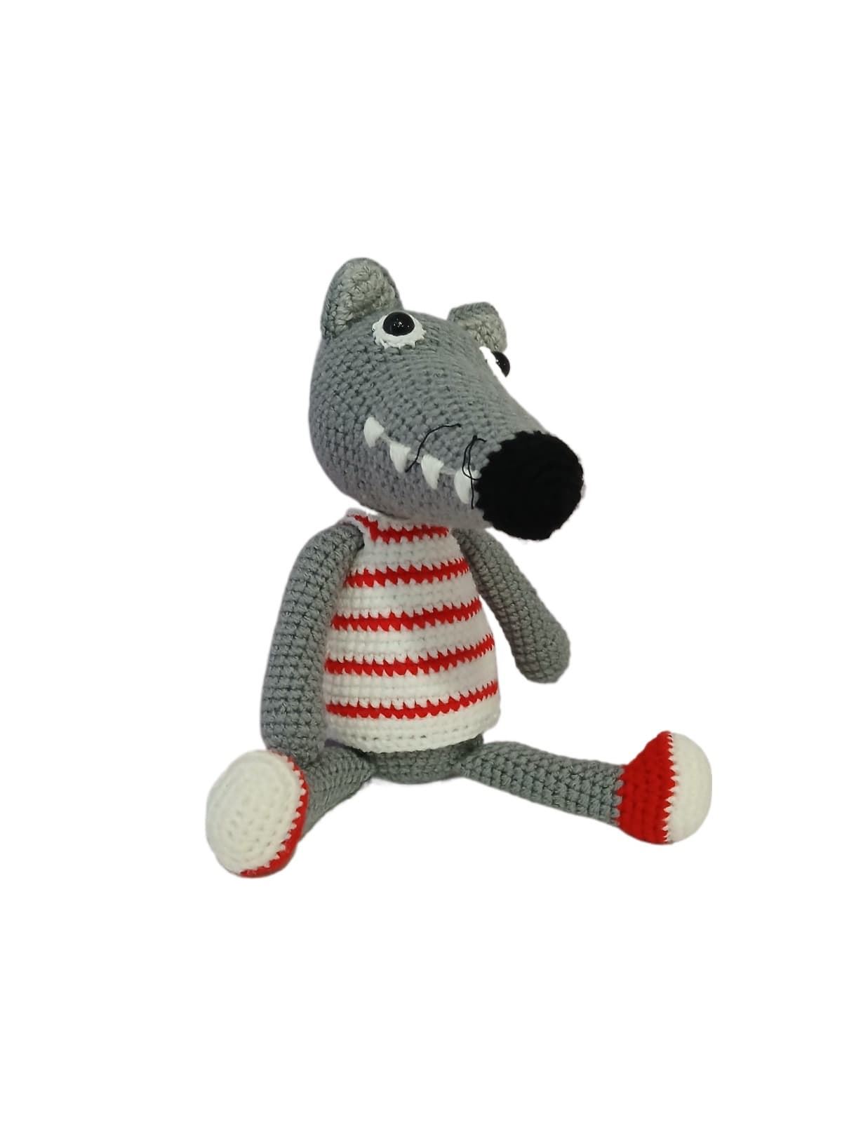 Peluche Lobo hecho a mano a ganchillo (amigurumi). - Imagen 3