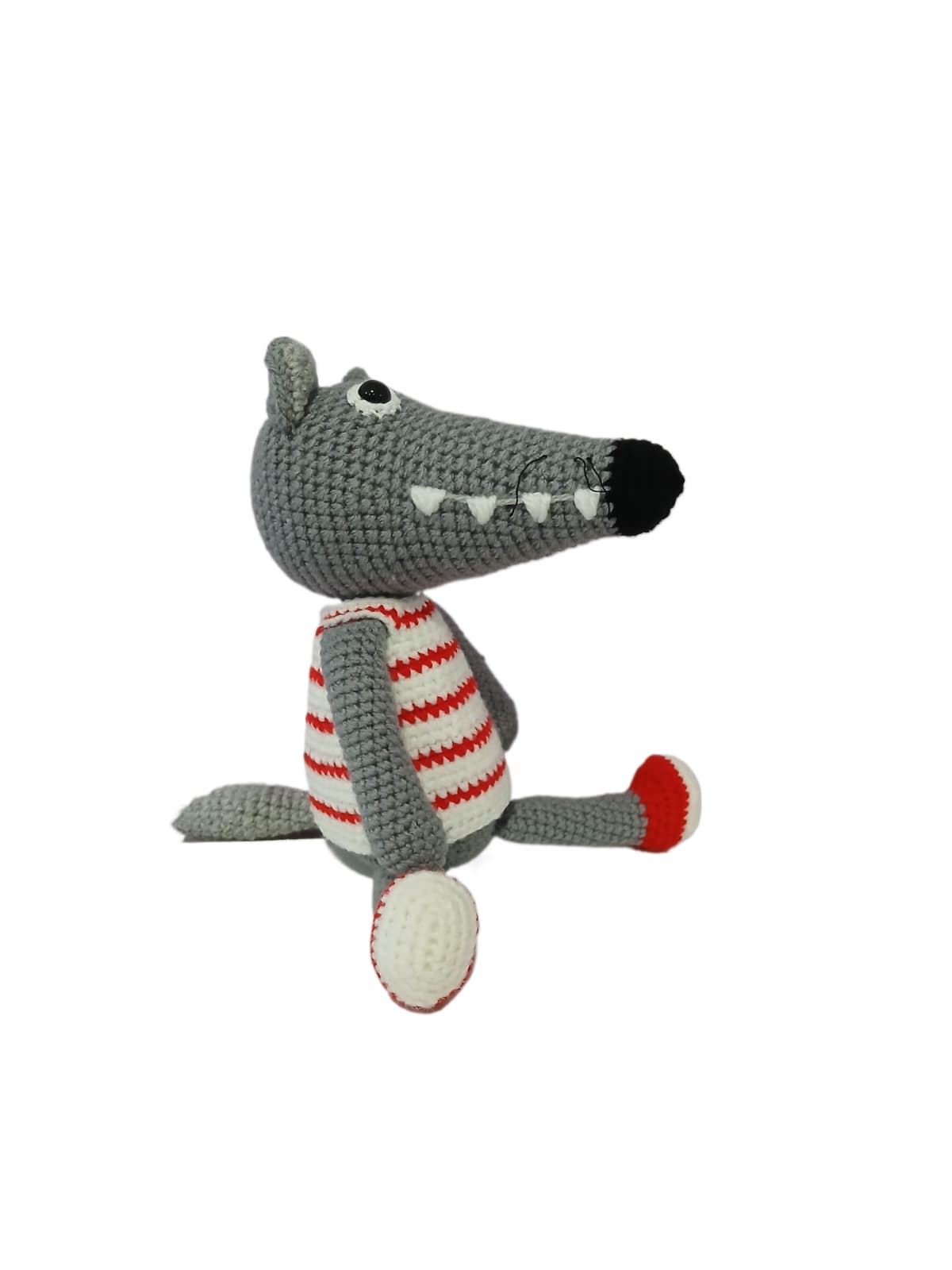 Peluche Lobo hecho a mano a ganchillo (amigurumi). - Imagen 4