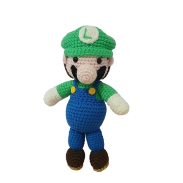 Peluche luiggi mario bross hecho a mano a ganchillo (amigurumi). - Imagen 1