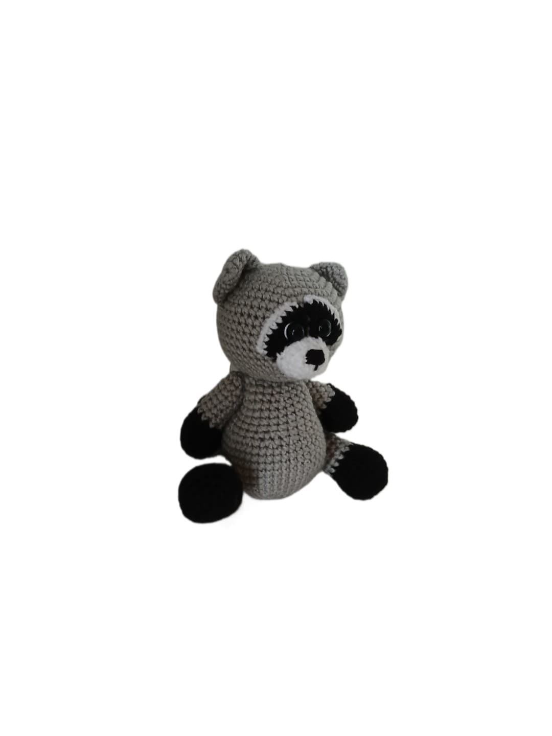 Peluche mapache hecho a mano a ganchillo (amigurumi). - Imagen 3