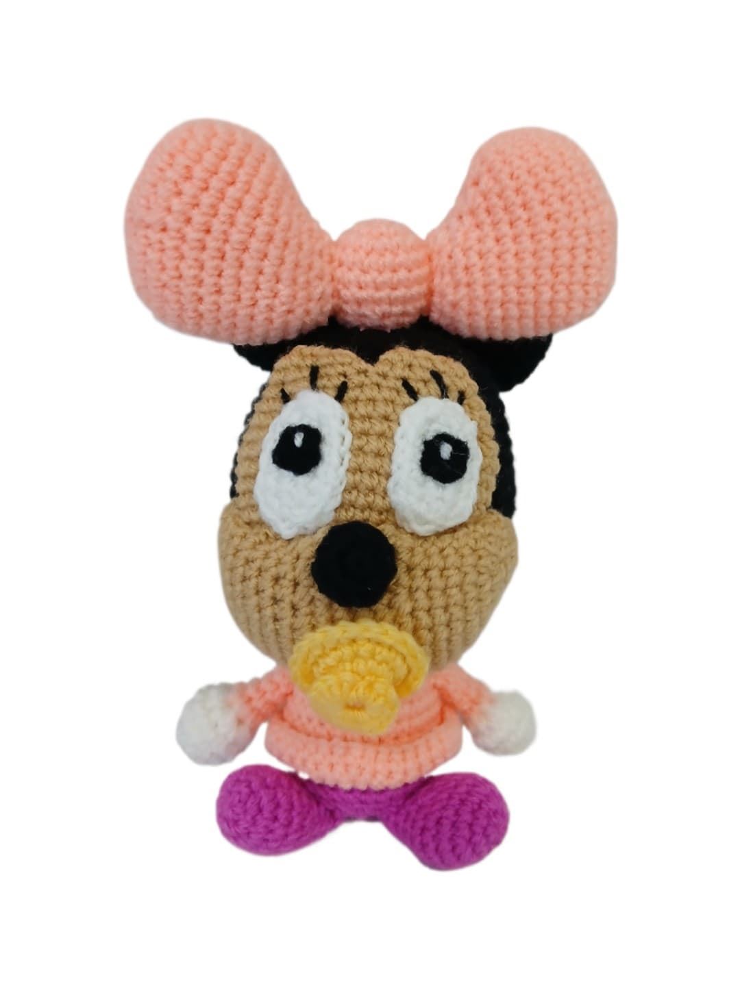 Peluche minnie mouse con chupete hecho a mano a ganchillo (amigurumi). - Imagen 4