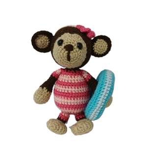 Peluche mono flotador hecho a mano a ganchillo (amigurumi). - Imagen 1