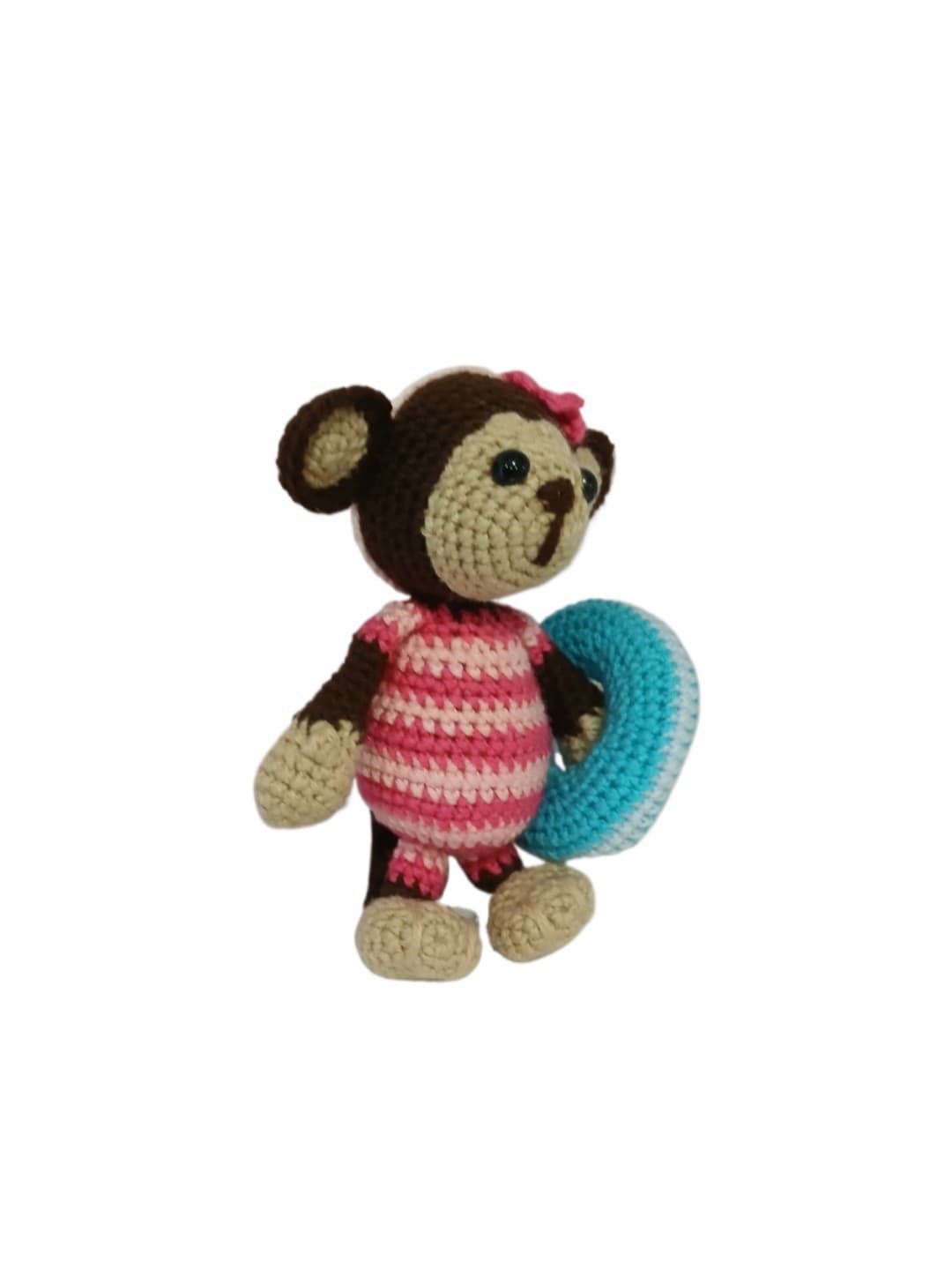 Peluche mono flotador hecho a mano a ganchillo (amigurumi). - Imagen 2