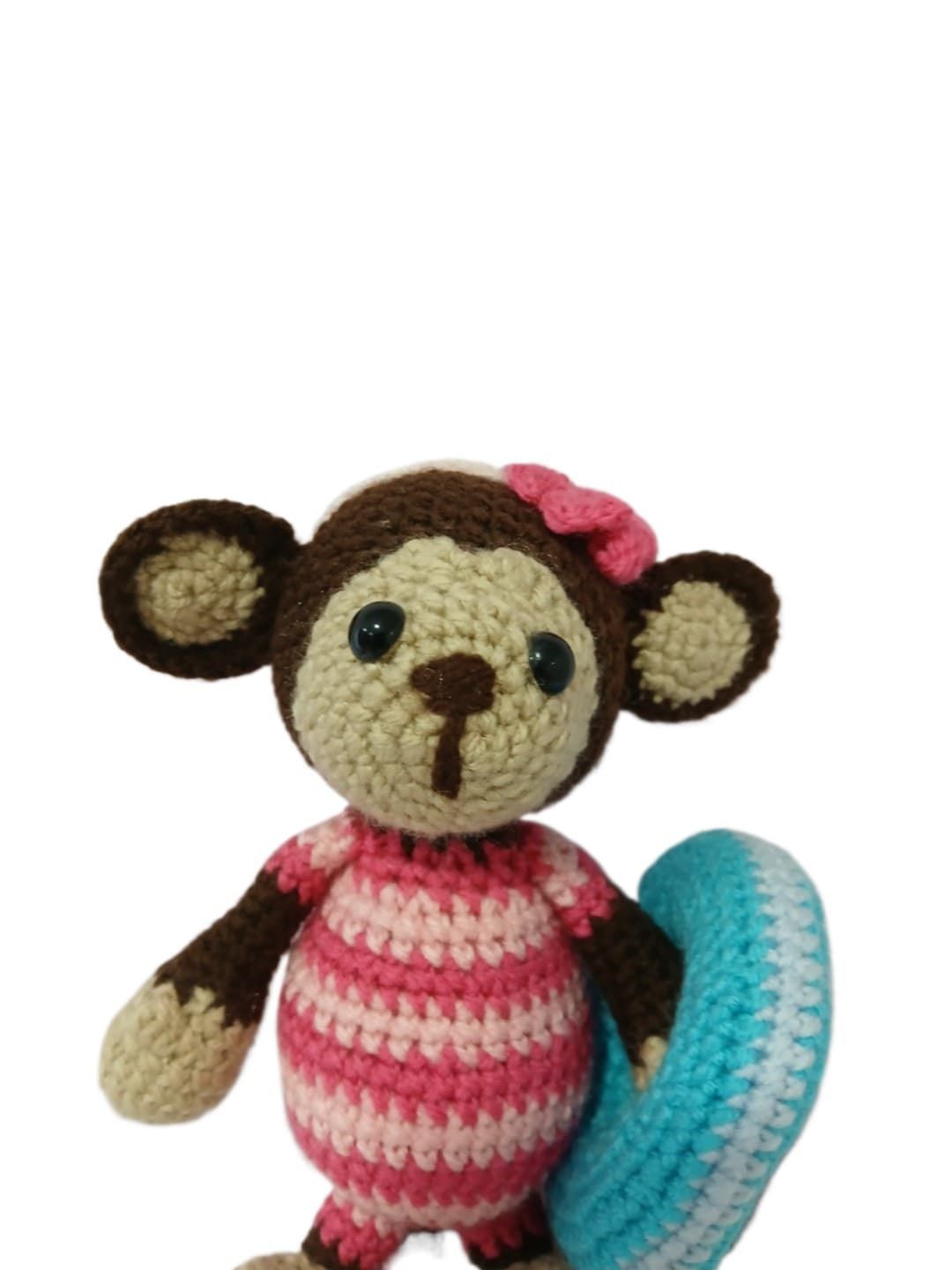 Peluche mono flotador hecho a mano a ganchillo (amigurumi). - Imagen 4