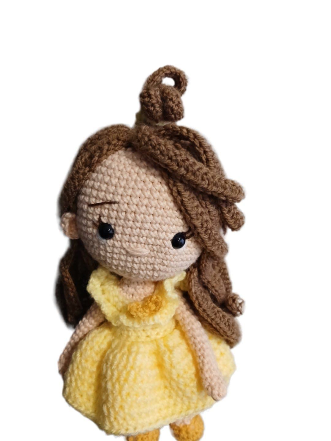 Peluche muñeca Bella princesa Disney hecha a mano a ganchillo (amigurumi). - Imagen 4
