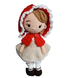 Peluche muñeca caperucita roja hecha a mano a ganchillo (amigurumi). - Imagen 1