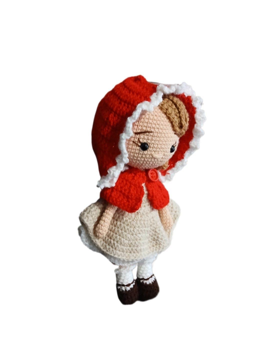 Peluche muñeca caperucita roja hecha a mano a ganchillo (amigurumi). - Imagen 2