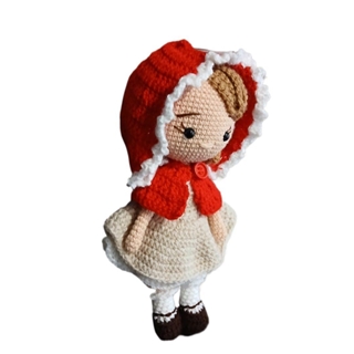Peluche muñeca caperucita roja hecha a mano a ganchillo (amigurumi). - Imagen 2