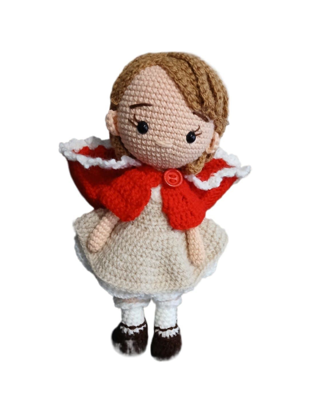Peluche muñeca caperucita roja hecha a mano a ganchillo (amigurumi). - Imagen 4