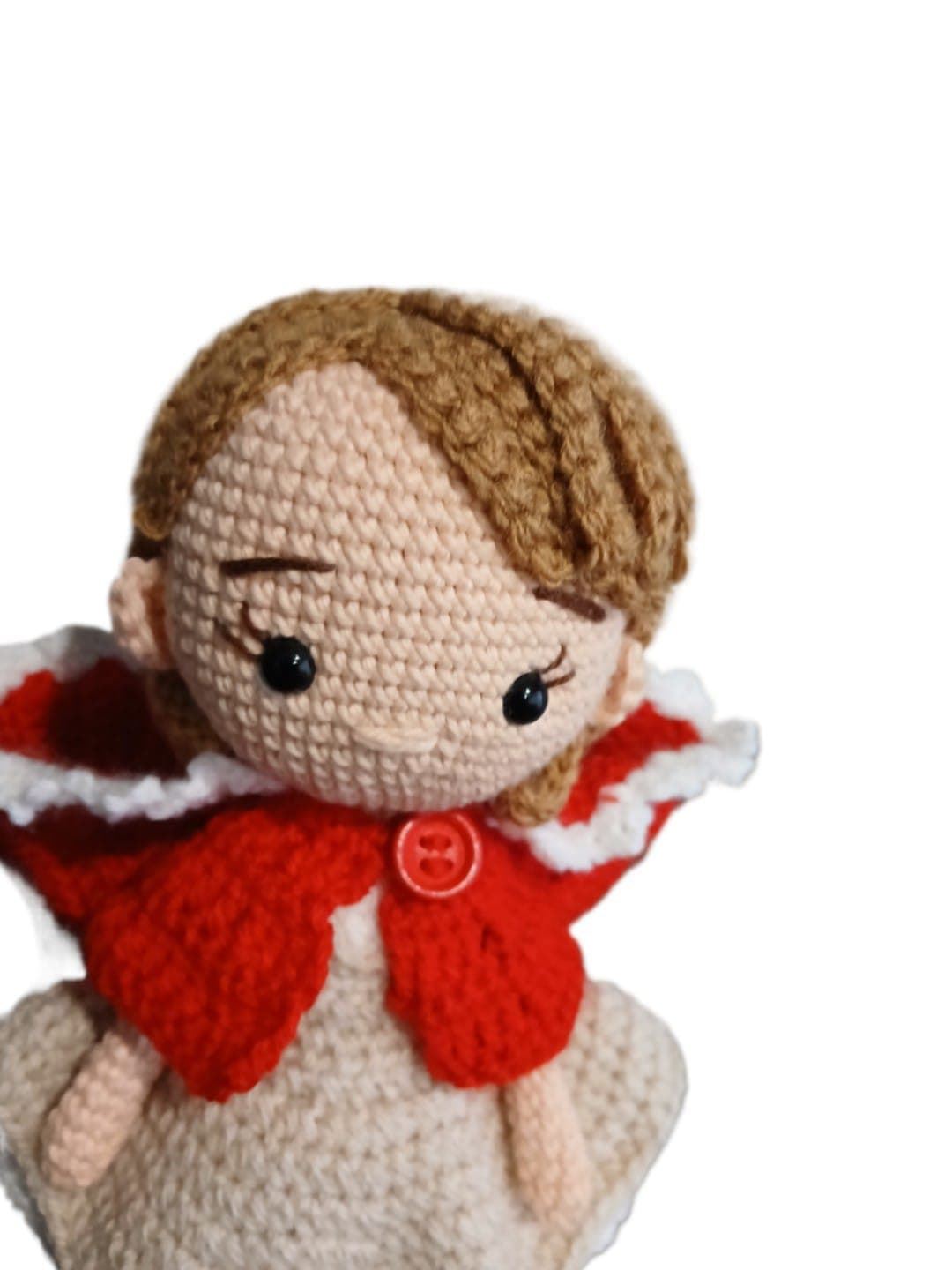 Peluche muñeca caperucita roja hecha a mano a ganchillo (amigurumi). - Imagen 5