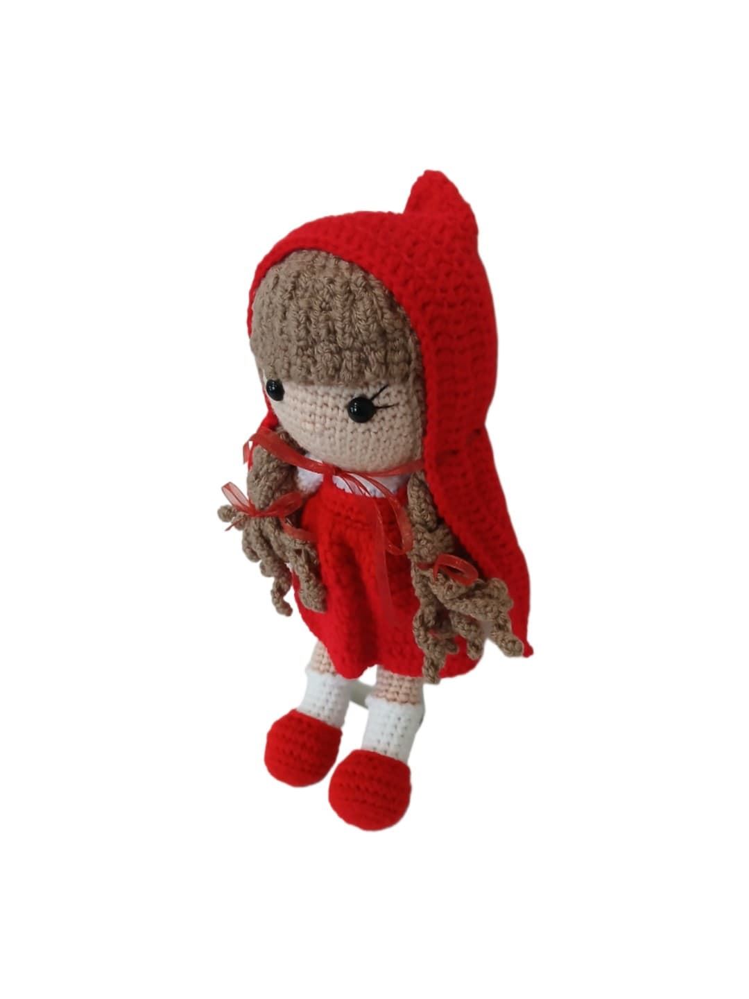 Peluche muñeca caperucita roja hecha a mano a ganchillo (amigurumi). - Imagen 2