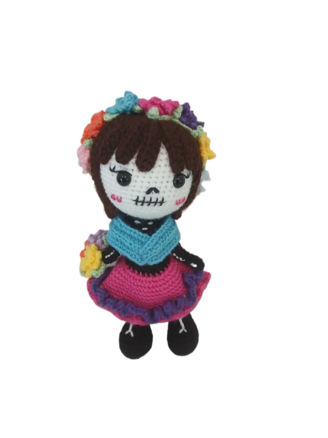 Peluche muñeca catrina hecho a mano a ganchillo (amigurumi). - Imagen 1