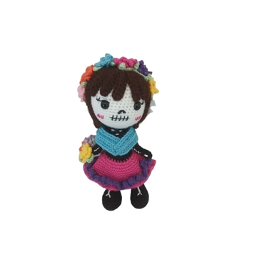 Peluche muñeca catrina hecho a mano a ganchillo (amigurumi). - Imagen 1